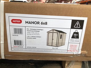 KETER 6X8 MANOR GARDEN STORAGE SHED RRP £620: LOCATION - B4