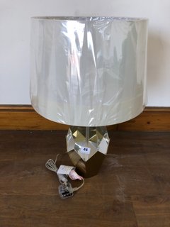 KINSEY SOLID GLASS BRASS TABLE LAMP WITH CREAM COLOURED SHADE RRP £595: LOCATION - B7