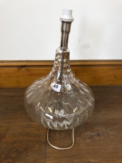 MARIT GLASS TABLE LAMP BASE IN PITTED CLEAR GLASS RRP £142: LOCATION - B7