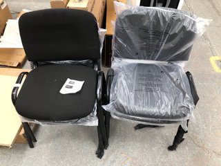 4 X STACKABLE BLACK FABRIC, BLACK FRAMED CHAIRS: LOCATION - B1