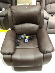 MAROON ELECTRIC RECLINER WITH MASSAGE, DOES NOT FOLD FLAT.