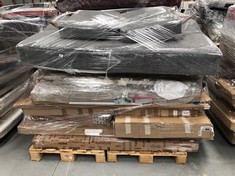 PALLET OF ASSORTED FURNITURE INCLUDING SOFA (MAY BE BROKEN, INCOMPLETE OR STAINED).