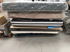 PALLET OF ASSORTED FURNITURE INCLUDING 3 MATTRESSES (MAY BE BROKEN, INCOMPLETE OR STAINED).
