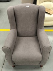 GREY ARMCHAIR WITH SLIT IN THE BACK.