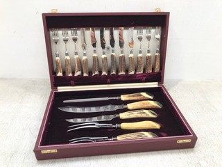 ASPREY LONDON CUTLERY AND CUTTING KNIFE SET IN HARDSHELL PROTECTIVE CASE IN RED RRP - £250 (PLEASE NOTE: 18+YEARS ONLY. ID MAY BE REQUIRED): LOCATION - E1