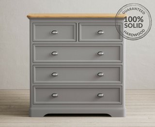 BRIDSTOW/ASHTON LIGHT GREY 2 OVER 3 CHEST OF DRAWERS - RRP £619: LOCATION - B5