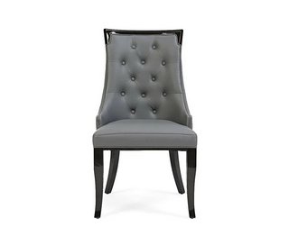 FRANCESCA GREY FAUX LEATHER DINING CHAIRS - PAIRS - RRP £430: LOCATION - B5