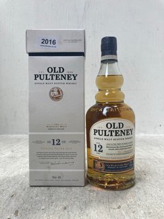 (COLLECTION ONLY) OLD POULTNEY AGED 12 YEARS SINGLE MALT WHISKY 70CL VOL: 40% (PLEASE NOTE: 18+YEARS ONLY. ID MAY BE REQUIRED): LOCATION - BR2