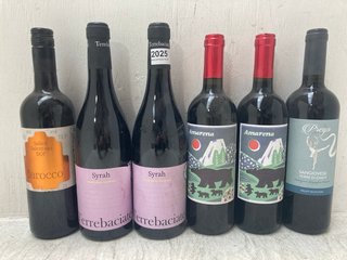 (COLLECTION ONLY) 6 X ASSORTED RED WINES TO INCLUDE AMARENA MERLOT RED WINE 750ML VOL: 13% (PLEASE NOTE: 18+YEARS ONLY. ID MAY BE REQUIRED): LOCATION - BR2