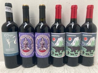 (COLLECTION ONLY) 6 X ASSORTED RED WINES TO INCLUDE ANGIZIA CABERNET SAUVIGNON RED WINE 750ML VOL: 12.5% (PLEASE NOTE: 18+YEARS ONLY. ID MAY BE REQUIRED): LOCATION - BR2