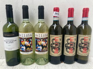 (COLLECTION ONLY) 6 X ASSORTED WHITE WINES TO INCLUDE LU FERRE BORGO VENNA WHITE WINE 750ML VOL: 12% (PLEASE NOTE: 18+YEARS ONLY. ID MAY BE REQUIRED): LOCATION - BR2