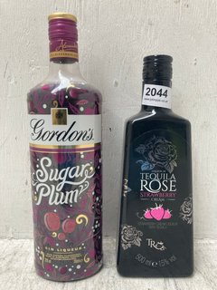 (COLLECTION ONLY) GORDONS SUGAR PLUM GIN LIQUEUR 700ML VOL: 20% TO INCLUDE TEQUILA ROSE STRAWBERRY CREAM 500ML VOL: 15% (PLEASE NOTE: 18+YEARS ONLY. ID MAY BE REQUIRED): LOCATION - BR3