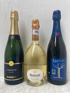 (COLLECTION ONLY) RUINART CHAMPAGNE BLANC DE BLANCS 750ML VOL: 12.5% TO INCLUDE SELFRIDGES & CO CHAMPAGNE BRUT 75CL VOL: 12.5% & GIRAUD ESPRIT NATURE CHAMPAGNE 750ML VOL: 12% (PLEASE NOTE: 18+YEARS O