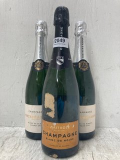 (COLLECTION ONLY) 2 X FORTNUM & MASON BLANC DE BLANCS GRAND CRU CHAMPAGNE 750ML VOL: 12% TO INCLUDE WAITROSE BLANC DE NOIRS CHAMPAGNE 75CL VOL: 12.5% (PLEASE NOTE: 18+YEARS ONLY. ID MAY BE REQUIRED):