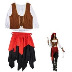 8 X YHOMU WOMEN PIRATE COSTUME, WOMEN'S PIRATE OUTFIT FOR COSPLAY, INCLUDING SHIRT FITS PIRATE COSTUME FOR WOMEN - TOTAL RRP £178: LOCATION - A