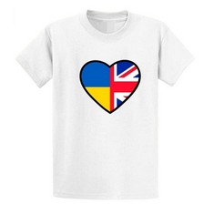 13 X SECOND AVE BABY/CHILDREN'S UKRAINE/BRITAIN HEART FLAG SUPPORT WHITE T SHIRT TOP - TOTAL RRP £117: LOCATION - C