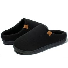 16 X NEEDBO MEN'S SLIPPERS WAFFLE WITH KNIT COTTON LINING NON-SLIP AND LIGHTWEIGHT SLIPPERS FOR INDOOR,BLACK,, 9-9.5  UK - TOTAL RRP £267: LOCATION - C