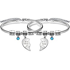 46 X HEDALLO 2 PIECES BRACELET HEART PENDANT SNAKE ADJUSTABLE FRIENDSHIP BRACELET GIFT FOR GRADUATION VALENTINE'S DAY MOTHER'S DAY , STYLE-1  - TOTAL RRP £230: LOCATION - C