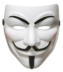 30 X AKORD 990222" V FOR VENDETTA ANONYMOUS GUY FAWKES HALLOWEEN MASQUERADE MASK, UNISEX-ADULT, WHITE, ONE SIZE - TOTAL RRP £100: LOCATION - D
