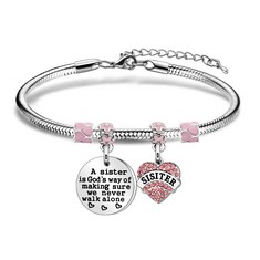 29 X BIFRIEND SISTER GIFT FROM SISTERS,''A SISTER IS GOD'S WAY OF MAKING SURE WE NEVER WALK ALONE''REMINDER SILVER PENDANT BRACELET FOR FRIENDS BIG SIS LIL SIS SOUL SISTERS - TOTAL RRP £217: LOCATION