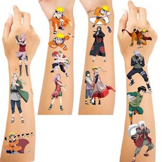 69 X QRTSAP NARUTO TEMPORARY TATTOOS STICKERS FOR JAPANESE COMIC, 4SHEETS  NINJA TEMPORARY TATTOO FOR KIDS BIRTHDAY PARTY SUPPLIES NARUTO PARTY FAVORS NARUTO DECORATIONS, GOLD, 3 G - TOTAL RRP £250: