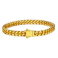 13 X RICHSTEEL GOLD PLATED CUBAN CHAIN BRACELET FOR MEN BOYS BANGLE JEWELLERY - TOTAL RRP £200: LOCATION - F