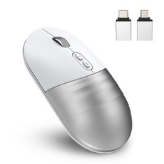 44 X LEYUSMART WIRELESS BLUETOOTH MOUSE FOR MAC MACBOOK PRO MACBOOK AIR IPHONE IPAD SAMSUNG/GOOGLE PHONE MOUSE USB-C/USB-MICRO LAPTOP DUAL MODE LIBRARY OFFICE MOUSE WHITE & SILVER - TOTAL RRP £366: L