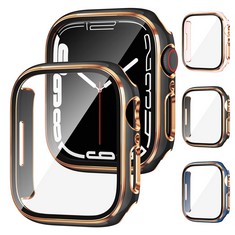 21 X DOESHINE 3 PACK SCREEN PROTECTOR CASE FOR APPLE WATCH SERIES 8 45MM WITH TEMPERED GLASS, OVERALL HARD PC FULL PROTECTIVE COVER ULTRA THIN GUARD BUMPER FOR APPLE WATCH SERIES 7 / SERIES 8 , 45MM