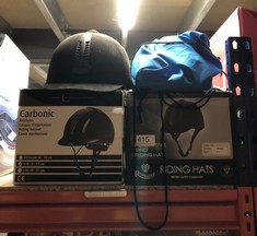 QTY OF ITEMS TO INCLUDE COVALLIERO CARBONIC VG1 RIDING HELMET ANTHRACITE 53-57 CM: LOCATION - RACK D