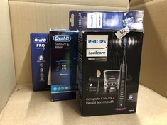 QTY OF ITEMS TO INCLUDE PHILIPS HX9917/89 SONICARE DIAMONDCLEAN 9400, SONIC ELECTRIC TOOTHBRUSH WITH APP, BLACK, 1 COUNT, PACK OF 1: LOCATION - RACK A