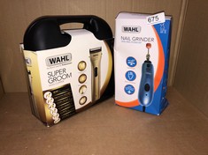 WAHL DOG CLIPPERS, SUPERGROOM PREMIUM DOG GROOMING KIT, FULL COAT DOG CLIPPERS FOR ALL COAT TYPES, LOW NOISE CORDLESS PET CLIPPERS, CHROME, ONE SIZE: LOCATION - RACK E