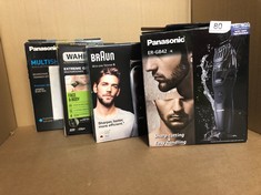 QTY OF ITEMS TO INCLUDE PANASONIC ER-GB42 WET & DRY ELECTRIC BEARD TRIMMER FOR MEN WITH 20 CUTTING LENGTHS, STANDARD UK 3 PIN PLUG, BLACK, 50 MIN USAGE: LOCATION - RACK A