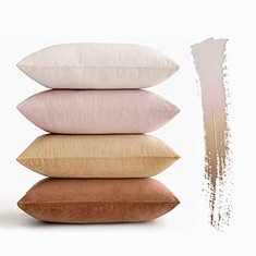 36 X MELEE SET OF 4 VELVET CUSHION COVERS SOFT DECORATIVE SQUARE THROW PILLOW COVER LUXURY PILLOWCASES FOR LIVING ROOM SOFA BEDROOM WITH INVISIBLE ZIPPER 30CM X 50CM,12X20 INCHES BROWN SERIES - TOTAL