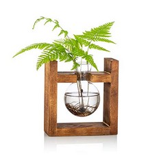 18 X PROPAGATION STATION 1 PC BULB VASE GLASS SWEET PEA VASE FOR FLOWERS TERRARIUM JAR PLANTER WITH WOODEN RACK STAND HOLDERS FOR GREEN WATER PLANTS FIT FOR HOME KITCHEN TABLE DESK INDOOR DECOR - TOT