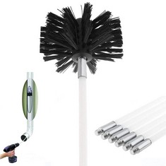 11 X CHIMNEY CLEANING BRUSH KIT, DUCT VENT CLEANING SET INCLUDED 6 FLEXIBLE RODS (610MM*100MM) WITH 1 FIREPLACE BRUSH HEAD FOR CHIMNEY STOVE/FIREPLACE/DRYER VENT/SEWAGE PIPE/FUME HOOD (BLACK) - TOTAL