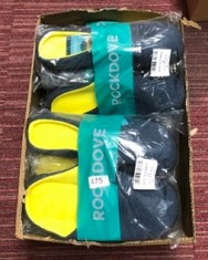 QTY OF ITEMS TO INCLUDE ROCKDOVE MEMORY FOAM SLIPPERS SIZE UK 12: LOCATION - D