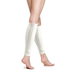 16 X ARTIFYSHORE LEG WARMERS,UNISEX CABLE KNIT LEG WARMERS,KNITTED CROCHET LONG SOCKS FOR WOMEN MEN (WHITE) - TOTAL RRP £208: LOCATION - A
