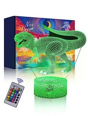 18 X NICE DREAM DINOSAUR NIGHT LIGHT FOR KIDS, 3D ILLUSION NIGHT LAMP, 16 COLORS CHANGING WITH REMOTE CONTROL, ROOM DECOR, GIFTS FOR CHILDREN BOYS GIRLS - TOTAL RRP £220: LOCATION - A