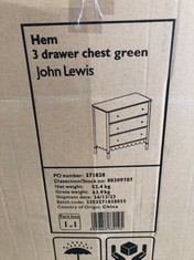 HEM 3 DRAWER CHEST GREEN RRP £399: LOCATION - FLOOR(COLLECTION OR OPTIONAL DELIVERY AVAILABLE)