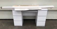 WHITE COMPUTER DESK 6 DRAWERS & WHITE KIDS SINGLE BED : LOCATION - FLOOR(COLLECTION OR OPTIONAL DELIVERY AVAILABLE)
