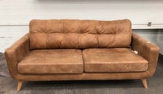 JOHN LEWIS BARBICAN LARGE LEATHER 3 SEATER SOFA DEMETRA LIGHT TAN RRP £2349: LOCATION - FRONT FLOOR(COLLECTION OR OPTIONAL DELIVERY AVAILABLE)