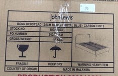 JOHN LEWIS BONN BEDSTEAD 135CM BOUCLE ROYAL BLUE RRP £699: LOCATION - MIDDLE FLOOR(COLLECTION OR OPTIONAL DELIVERY AVAILABLE)