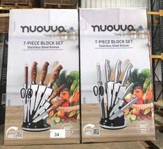 QTY OF KNIVES TO INCLUDE NUOVA 7 PIECE STAINLESS STEEL KNIFE WITH BLOCK   - ID MAY BE REQUIRED - COLLECTION ONLY - LOCATION RIGHT RACK