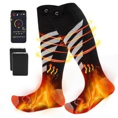 23 X AUNIQ HEATED SOCKS FOR WOMEN AND MEN, RECHARGEABLE 5V 5000MAH BATTERY OPERATED ELECTRIC HEATING SOCKS, WINTER WARM COTTON THERMAL SOCKS LONG KNITTED WARM FOOT SOCKS FOR CAMPING FISHING CYCLING S