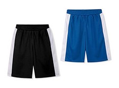 8 X BIENZOE BOYS MESH ATHLETIC SHORTS: YOUTH KIDS QUICK DRY ELASTIC WAIST BREATHABLE COOLING ACTIVE SHORTS 2PCS PACK BLACK/AZURE L(UK 11-13 YEARS) - TOTAL RRP £120: LOCATION - B RACK