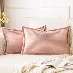 QTY OF ASSORTED ITEMS TO INCLUDE SET OF 2 CORDUROY CUSHION COVERS SET. PINK. TOTAL RRP £172: LOCATION - C RACK