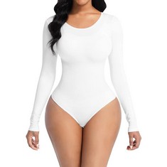 QTY OF ASSORTED ITEMS TO INCLUDE TUMMY CONTROL BODYSUIT FOR WOMEN. LONG SLEEVE. WHITE. M. : LOCATION - C RACK