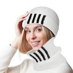 QTY OF ASSORTED ITEMS TO INCLUDE KNITTED HAT AND SCARF SET. UNISEX. WHITE. TOTAL RRP £350: LOCATION - C RACK