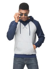 QTY OF ASSORTED ITEMS TO INCLUDE MENS PATCHWORK LONG SLEEVE HOODIE. XL. LIGHT GREY. : LOCATION - D RACK