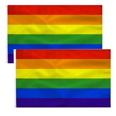 27 X 2PCS GAY PRIDE FLAG 6 STRIPES 90X150CM 3X5FT -RAINBOW FLAG LGBT FLAG OUTDOOR INDOOR GAY PRIDE STUFF DOUBLE STITCHED WITH BRASS GROMMETS - TOTAL RRP £112: LOCATION - A RACK